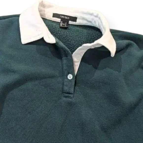 Forever 21 Forest Green Rugby Polo Shirt  **Free** - Picture 3 of 4
